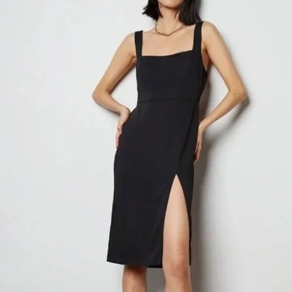 Babaton Dresses & Skirts - ARITZIA Babaton 90s Square Neck Black Midi Dress w/ Slit Size 8 Medium